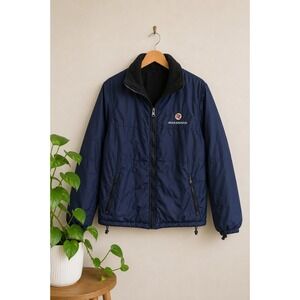 Rossignol Reversible Puffer Fleece Jacket Navy Blue Black Mens Medium